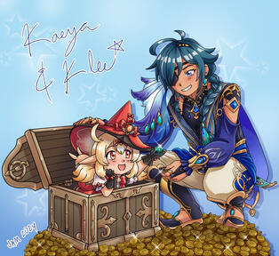 Kaeya and Klee Standee Illustration